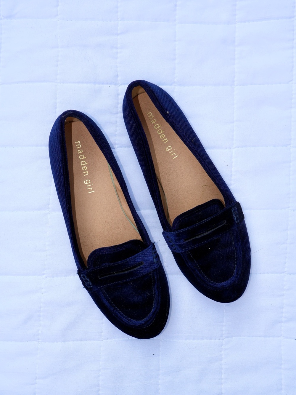 Madden Girl Blue Velvet Loafers